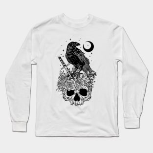 Crow with skull Long Sleeve T-Shirt